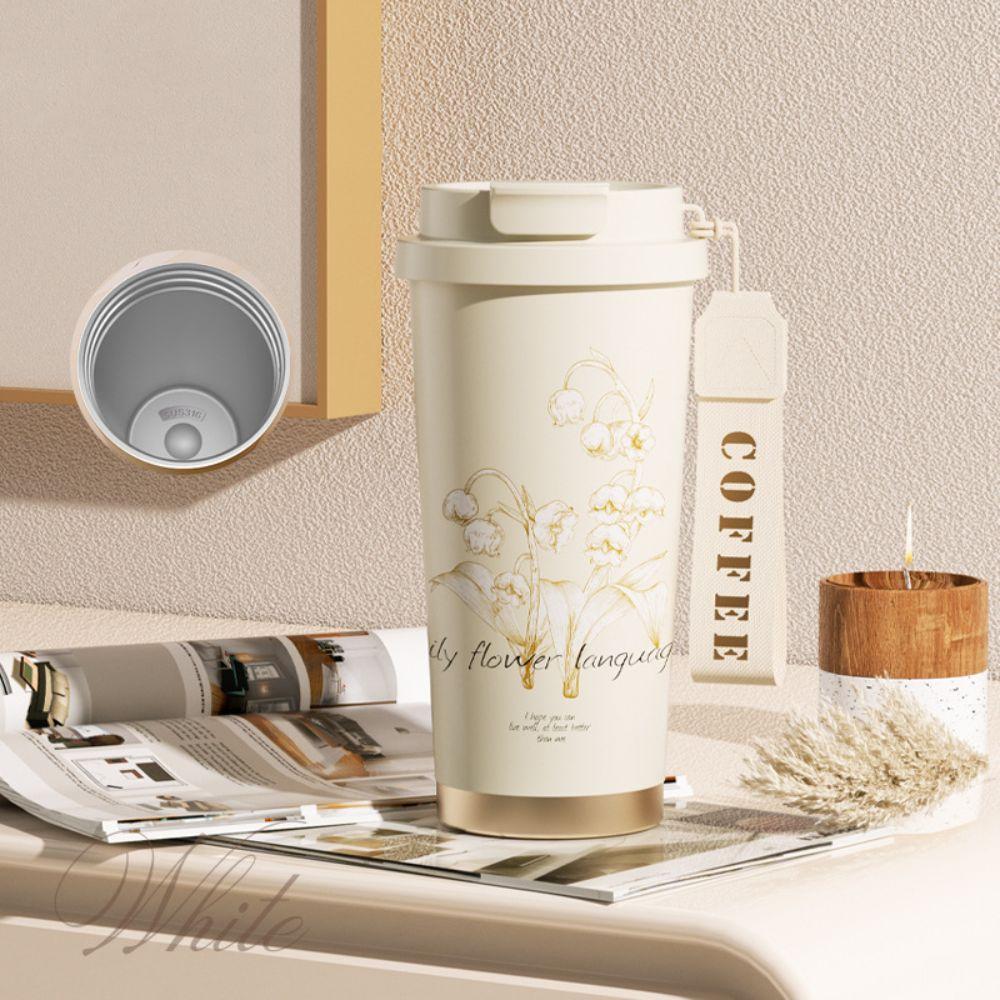 Stainless Steel Water Bottle Orchid Coffee Mug Portable Insulated Cup  Home Office