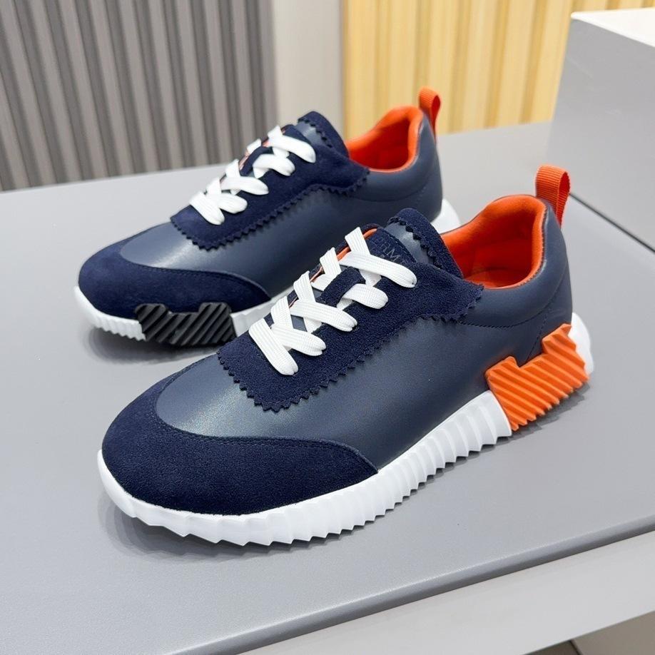 H Fashion Casual Sports Shoes Early Spring Leather Men's and Women's Flat Running Shoes