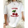 Oversized T Shirt Black Cherry Print With You Are Cherry Smart Text Casual Streetwear For Women