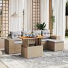 Vidaxl 6-Cz. Garden Furniture Set With Cushions, Beige, Poly Rattan