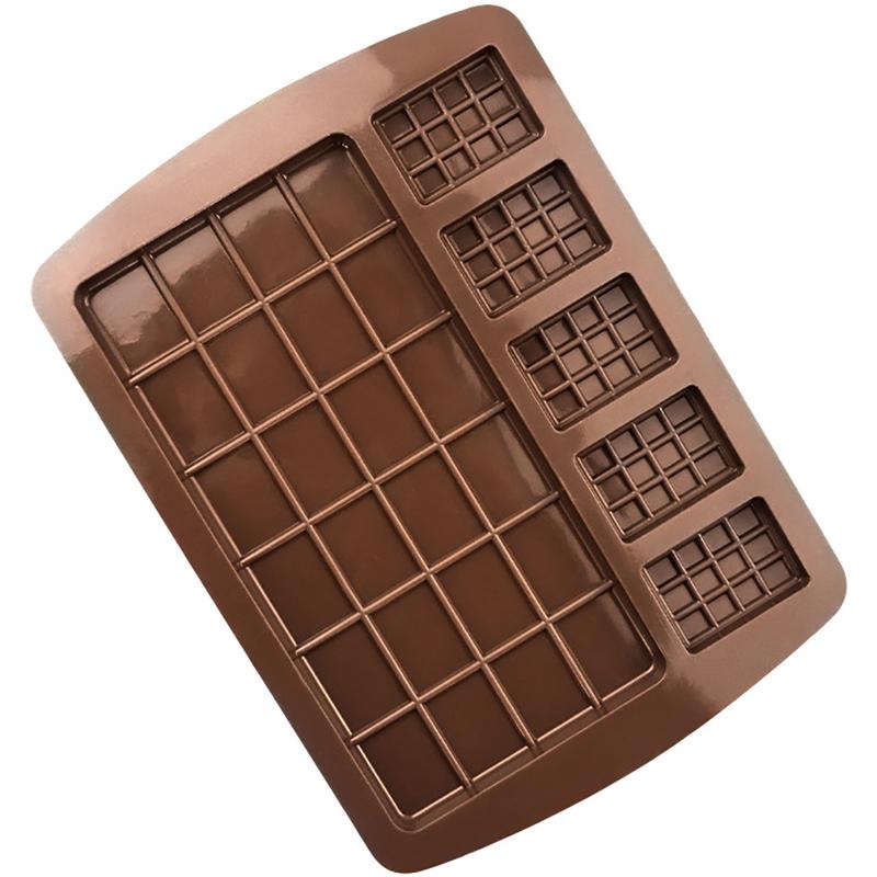 Silicone Mold Waffle Chocolate Mold Fondant Patisserie Candy Bar Mould Cake Mode Decoration Kitchen Baking Accessories