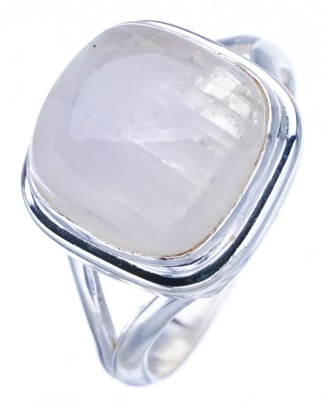 

StarGems® Natural Moonstone Handmade 925 Sterling Silver Ring 5 F2516
