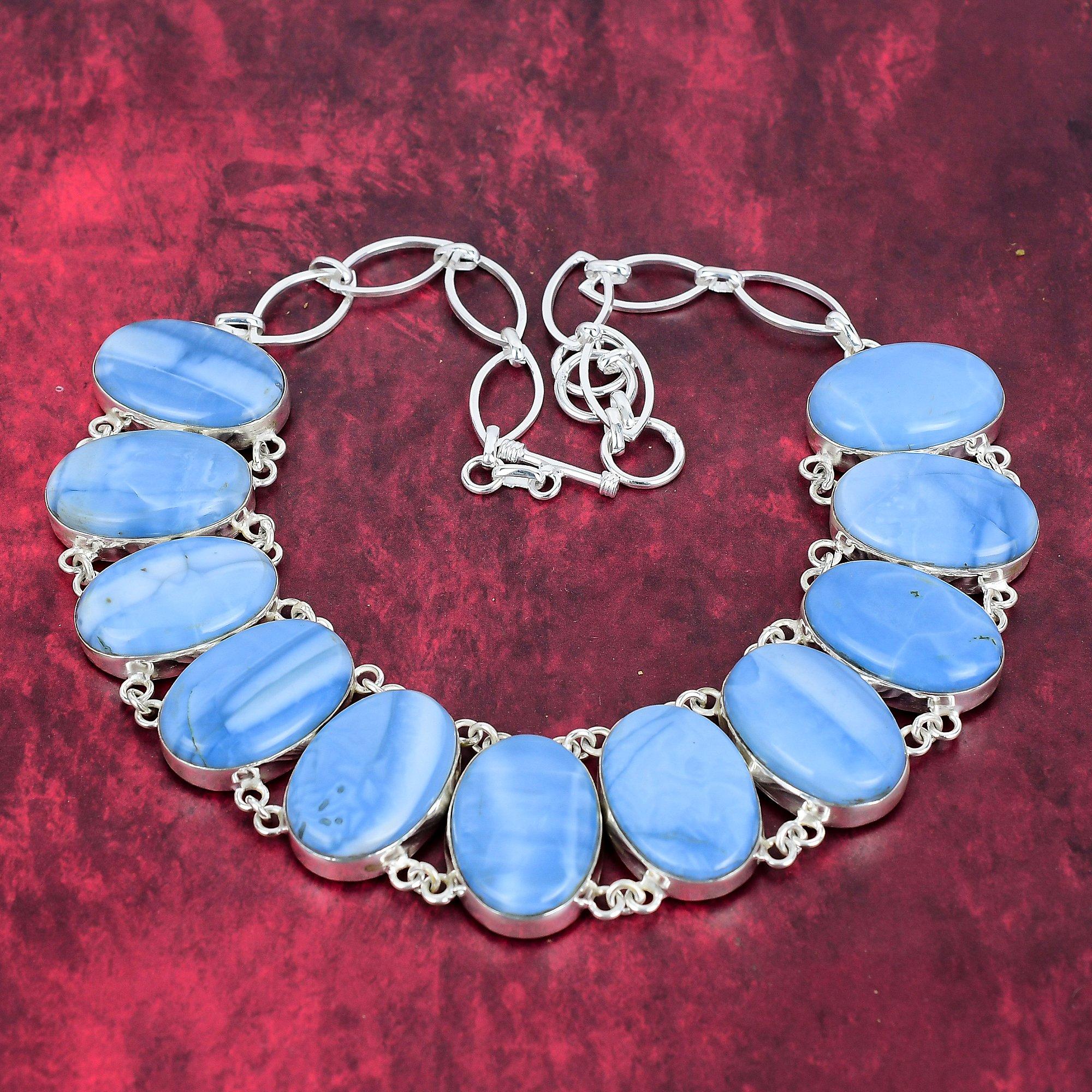 

Замечательное ожерелье Owyhee Opal из стерлингового серебра 25 пробы с регулируемой цепочкой, роскошное ювелирное ожерелье ручной работы с драгоценными камнями Adjustable with 18 inches синий