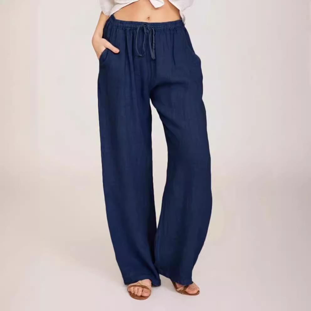 Pantaloni casual confortabili de vară pentru femei, pantaloni largi drapați