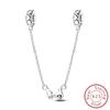 925 Silver Safety Chain Charms Golden Bow Snowflakes Infinite Love Safety Chain Fit Bracelet Jewelry Making