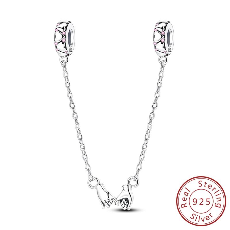 925 Silver Safety Chain Charms Golden Bow Snowflakes Infinite Love Safety Chain Fit Bracelet Jewelry Making