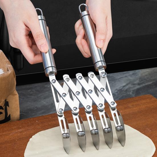3/5/7 Wheels Dough Cutter Stainless Steel Pastry Cutter Pizza Pastry Wheel for Brownies Cookies Ergonomic Handle Amateur Pastry Tool