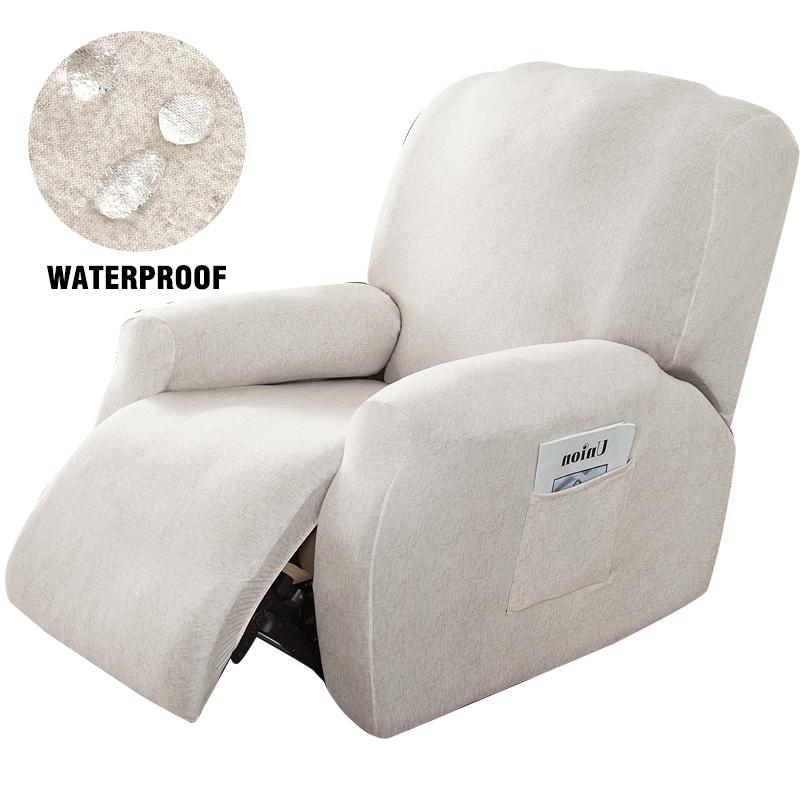 Water-Resistant Recliner Cover With Pockets Single Reclining Slipcover 4-Pieces Recliner Sofa Chair Cover Furniture Protector