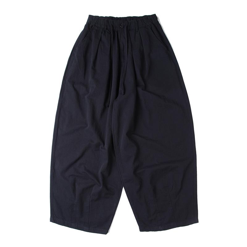 

Amekaji свободные широкие однотонные мужские плиссированные эластичные повседневные брюки большого размера L чёрный