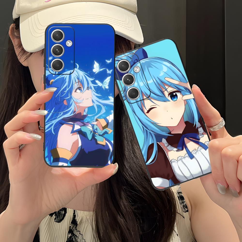 Konosuba Aqua Mobile Phone Case for Samsung Galaxy S25 S24 S23 S22 S21 S20 Note20 Plus FE Ultra Colour Protective Luxury Cover