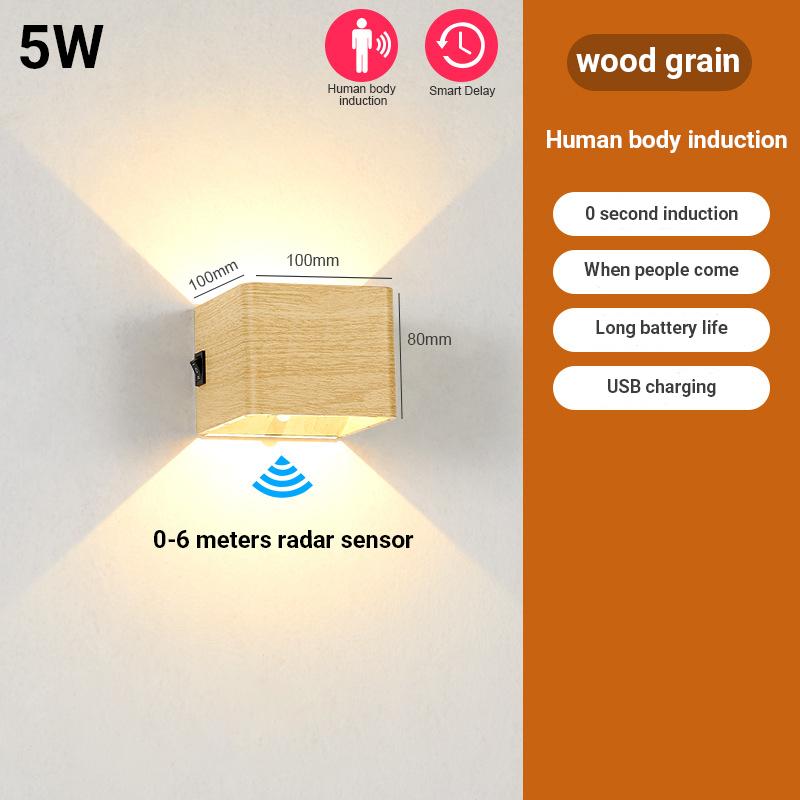 

USB акумуляторний світлодіодний настінний світильник з датчиком людської індукції, бездротовий бра, нічник для спальні, коридору Warm White (2700-3500K)