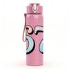 1PC Shiny Glitter Number 67 Pattern 750ml Color Plastic Sports Water Bottle Leakproof Flip Straw Lid Suitable for Sports Office Home Use