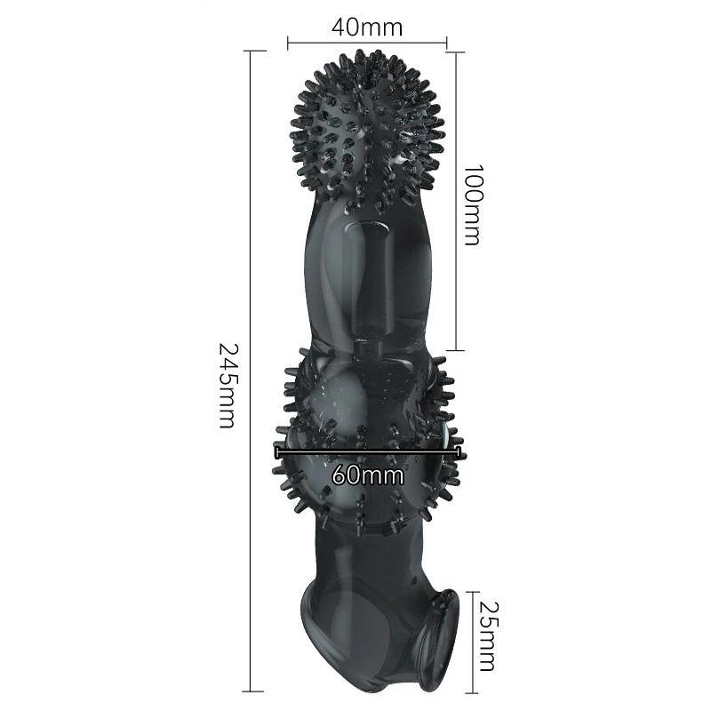 Vibrator for Man Enlargement Vibration Condom Transparent Extension 10cm Penile Sleeve Reusable Delay Sex Toys