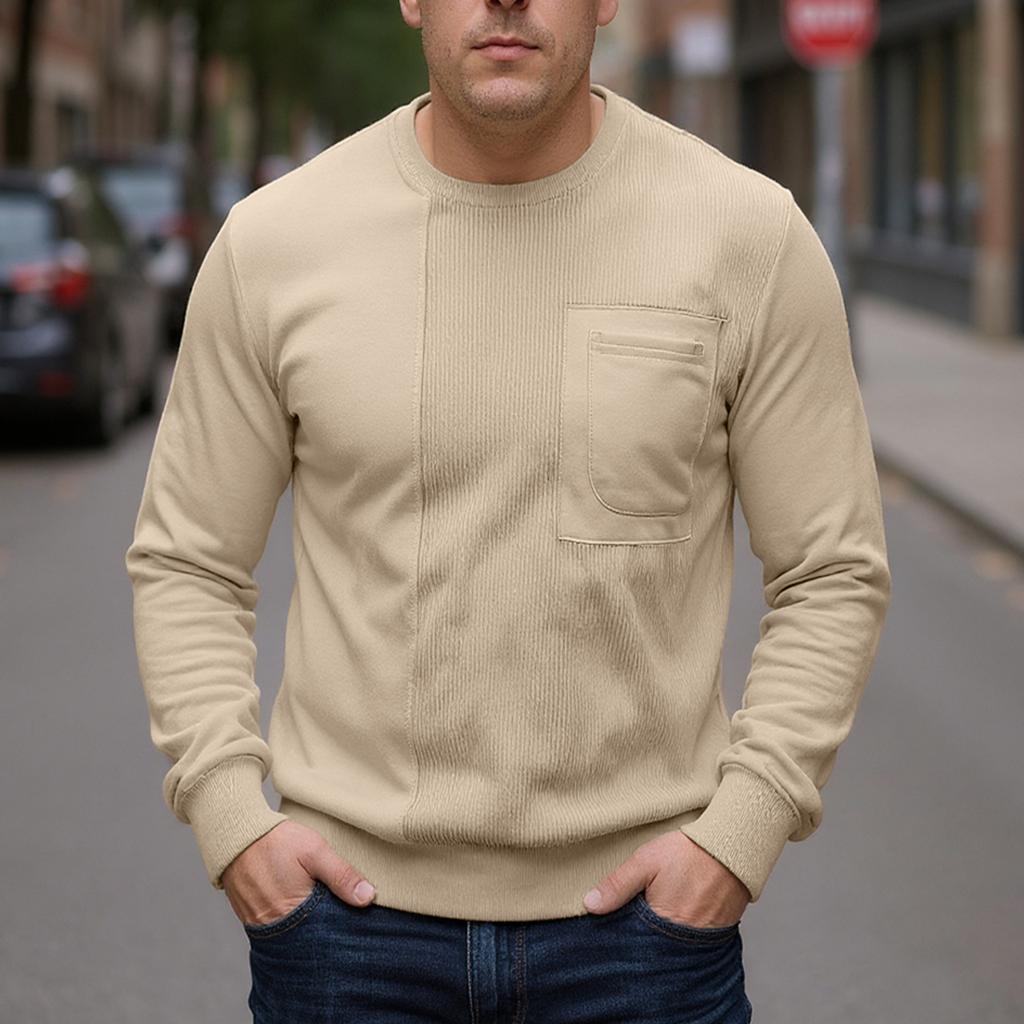 Splicing Round Neck Men's Casual Hoodie