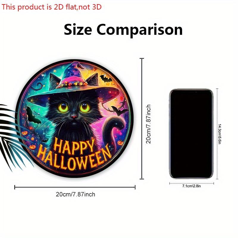 Wooden Halloween Sign with Black Cat Pattern Design - Unique Wall Pediments with Happy Halloween - Ideal for Front Door, Yard, Porch, Room Decor