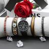 5pcs Set High-end Men's Watch Leather Belt Retro Fashion Round Dial Bracelets Include Box for Get-together Party