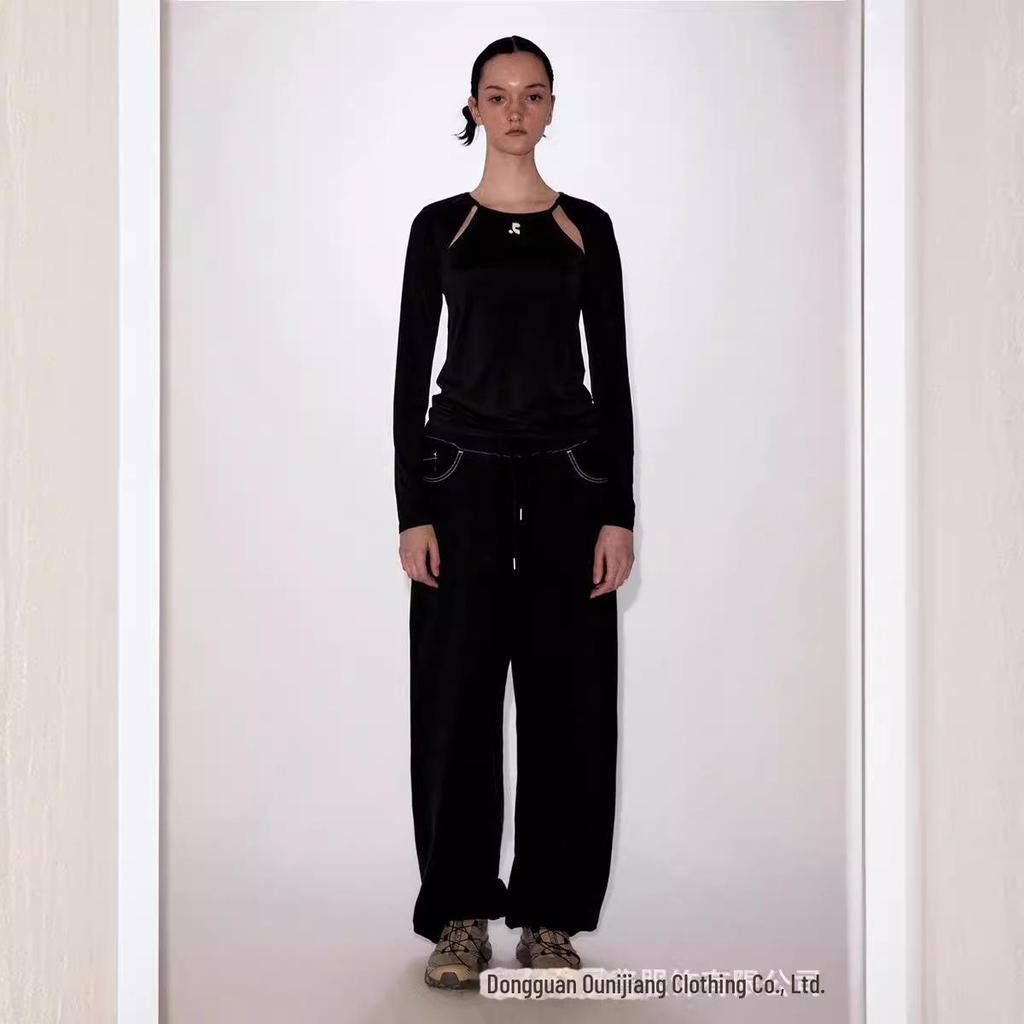 Korean High Waist Drawstring Sweatpants for Women - Casual Loose-Fit Streetwear Straight Trousers
