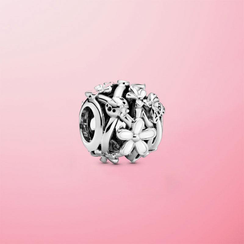 ! 925 Sterling Silver Sparkling Sparkling Daisy Flower Charms Bead Fit Original Bracelet Bangle For Women Jewelry Gift