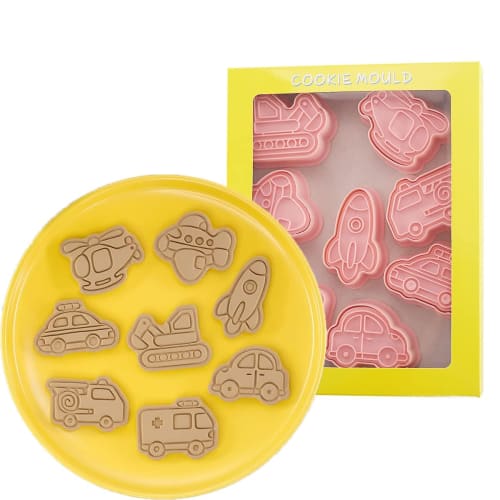 Momee 8-Piece Transportation Vehicle Cookie Cutter Set, Biscuit Cutter for Baking, DIY Confectionery, and Handmade Baking (Set A)