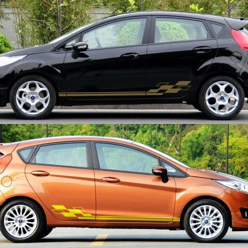 Car Door Side Skirt Vinyl Stickers For Ford Fiesta MK6 MK7 Mk8 6 7 ST Auto Line Graphic Decoration Decal Tuning Accessories