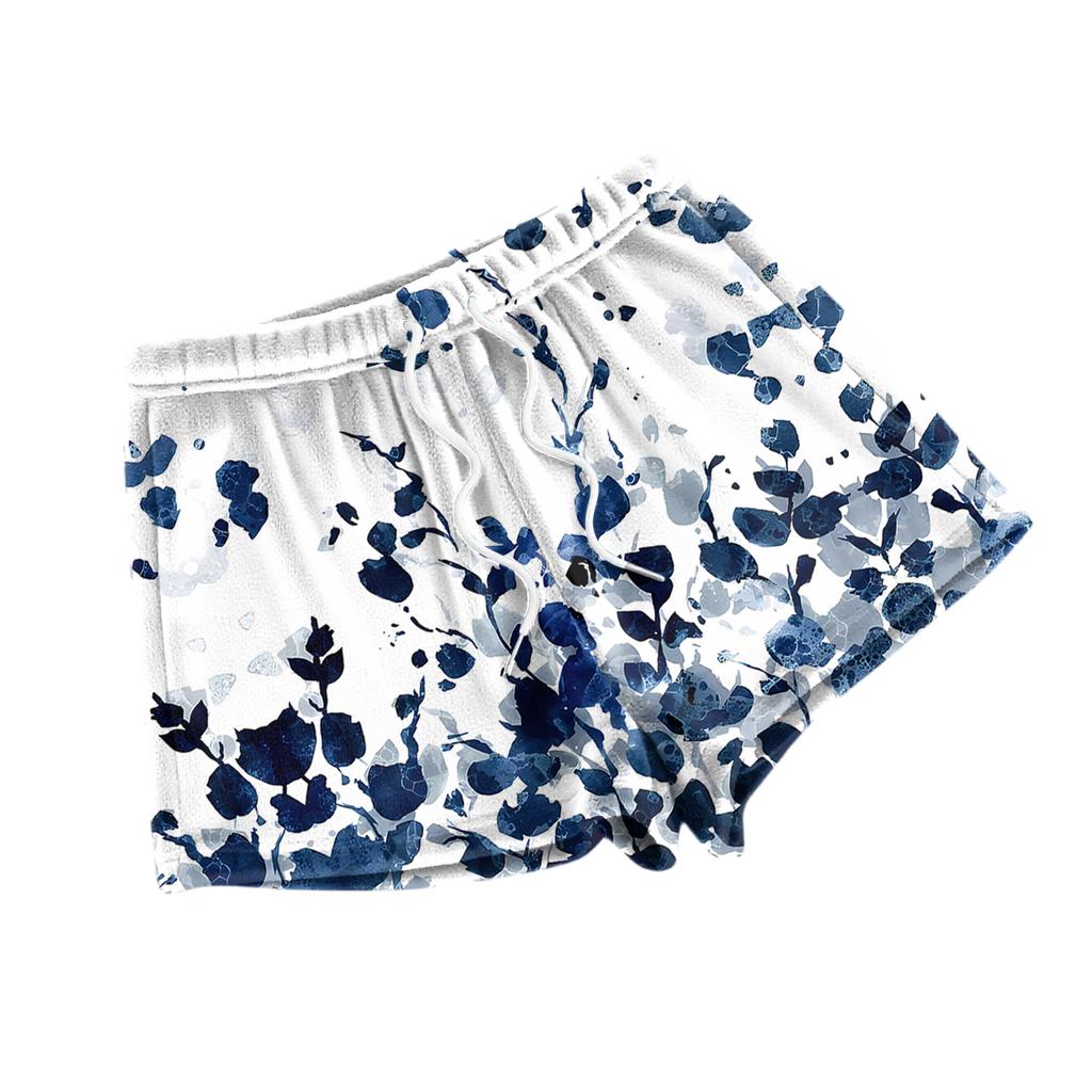 Women's Fashionable Loose-Fit Pajama Shorts With Floral Print Casual Pants