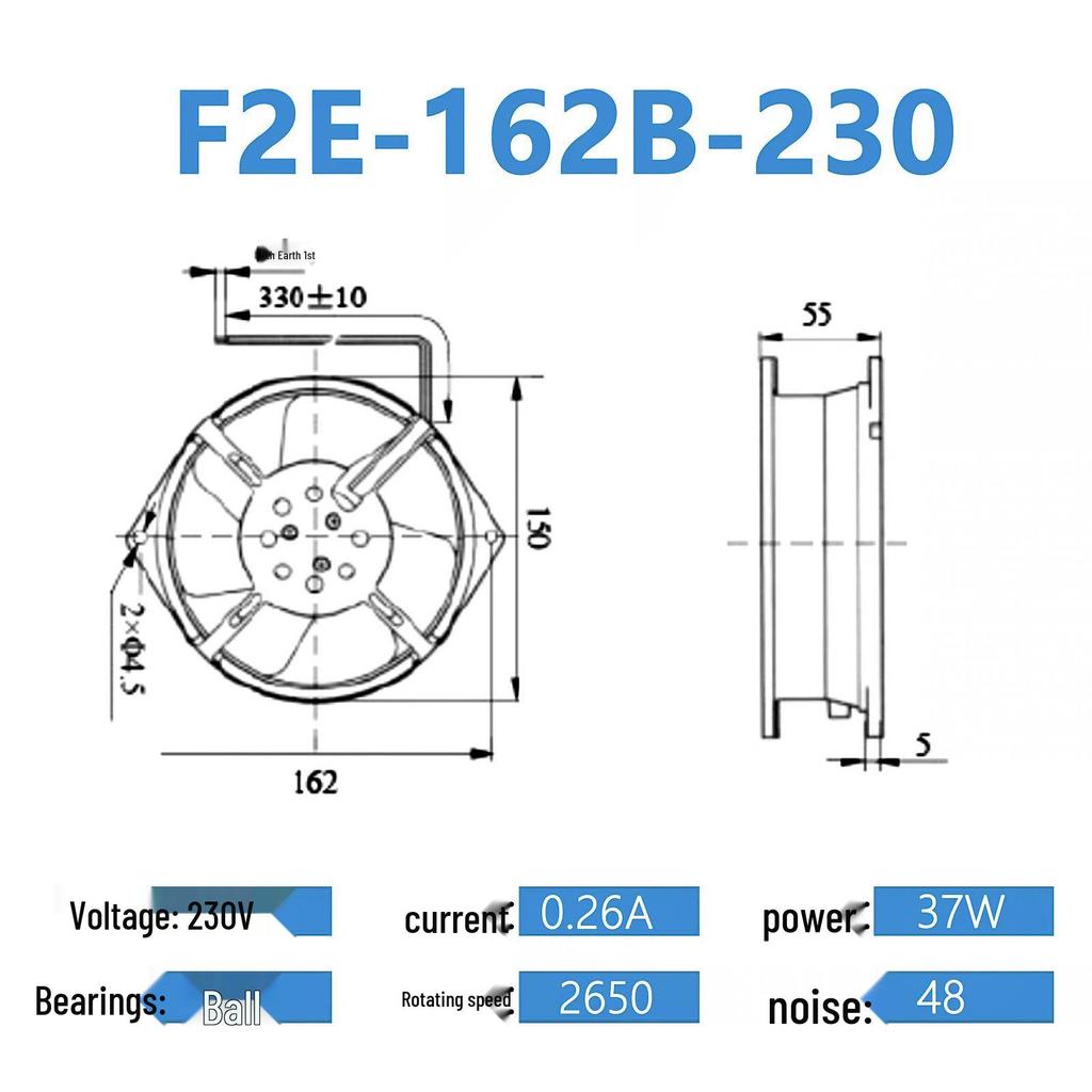 Shanghai Repp 230V Axial Flow Cooling Fan for F2E-260B/162B/320B Distribution Box Cabinet