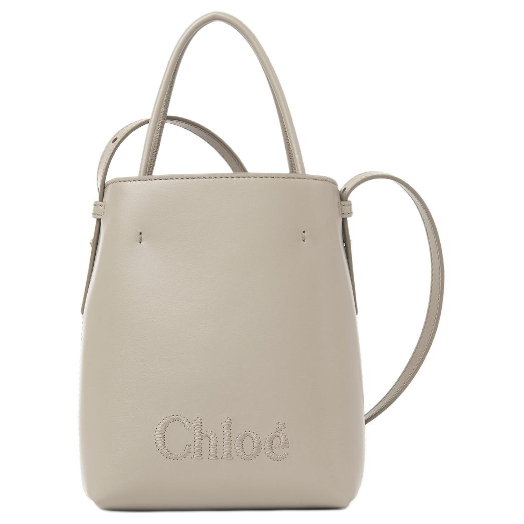 

Chloe Sense Embroidered Logo Adjustable Shoulder Strap Calfskin Tote Bag Shopping Bag Crossbody Handbag Micro Women Tote Bag CHC23-UP873I10-23W Basic Set (Bag+Dust Bag)
