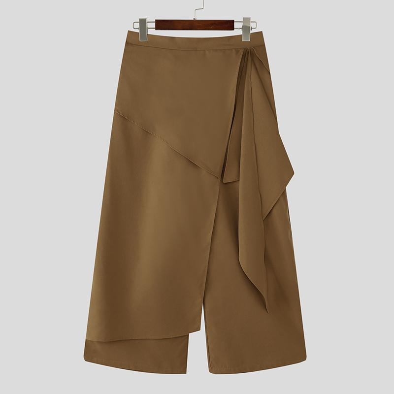 

INCERUN Мужские повседневные свободные длинные прямые брюки с эластичной талией и неровными слоями 5XL