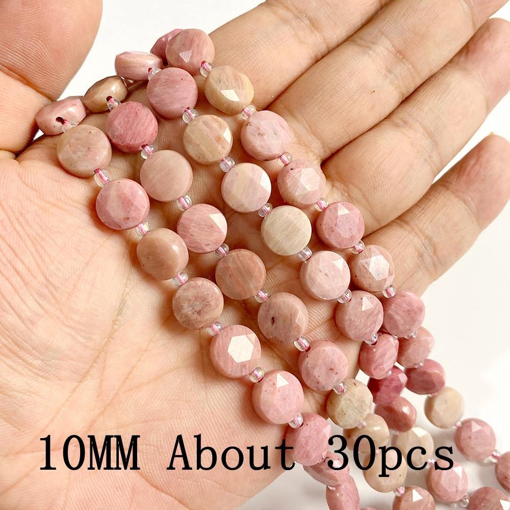 Natural Rose Pink Rhodochrosite Loose Round Heart Flat Chips Beads for Jewelry Making Bracelets Necklace DIY Accessories