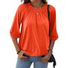 Women's Solid Color Round Neck T-Shirt Shirt Half Sleeve 3/4 Sleeve Casual Loose Pleated Basic Tops