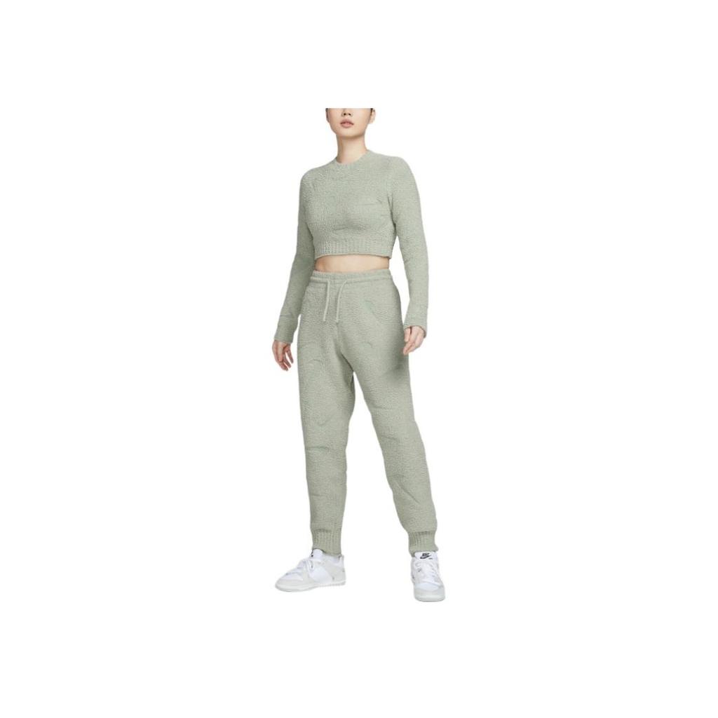 Nike Sportbekleidung Slim Fit Rundhalsausschnitt Einfarbig Pullover Langarm Strickoberteil Damenoberteile Smaragd-Horizont FZ1717370