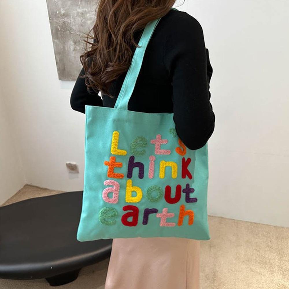 Colorful Letter Canvas Shopping Bag with Inner Bag Graphic Shoulder Bags INS Tote Bags  Outdoor