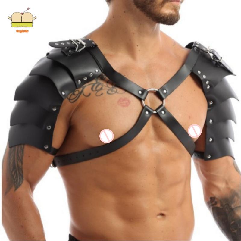 EagleKu BDSM Gay Sexy Shoulder Harness Strap Fetish Men Leather Body Cage Chest Harness Belt Strap Puppy Gay Lingerie