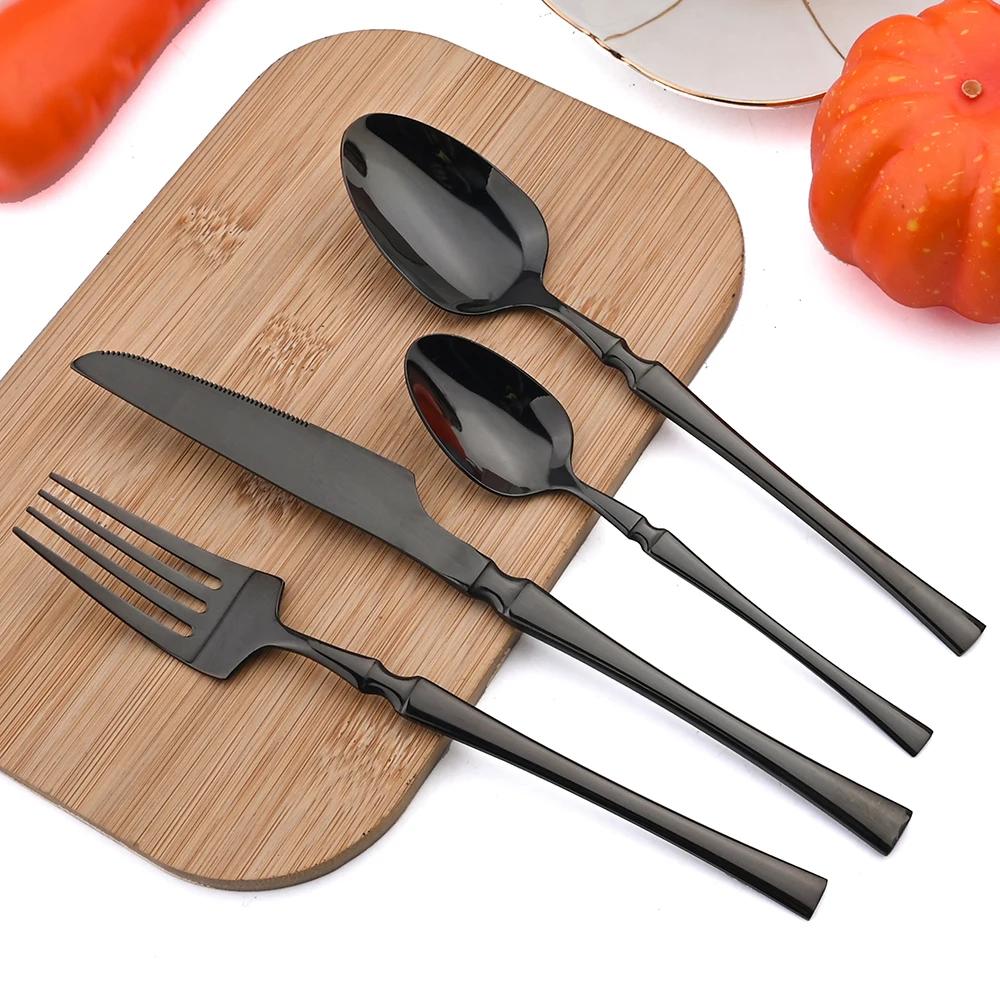 24pcs Dinnerware Set Stainless Steel Tableware Knife Fork Coffee Spoon Cutlery Dishwasher Safe Kitchen Dinner Silverware
