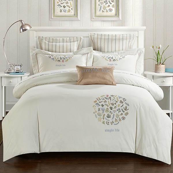 WTEMPO Comwarm 100% Cotton Geometric Bedsheet Plaid Stripe Stars Minimalism Fitted Cover King Size
