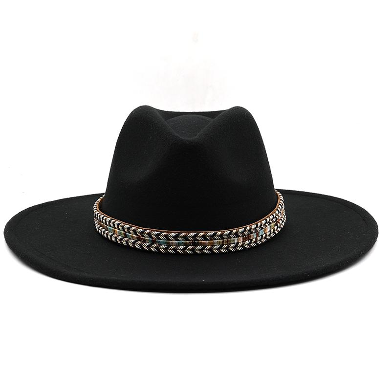 Toamnă iarnă bărbați fedoras pălărie de fetru pentru femei sombrero jazz pălărie melon pentru bărbați pălării de top vintage în aer liber cu bor mare 9,5 cm