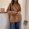 Autumn and Winter New Turtleneck Sweater Women's Loose Thick Curling Heap Collar Lazy Soft Waxy Knitted Sweater Top