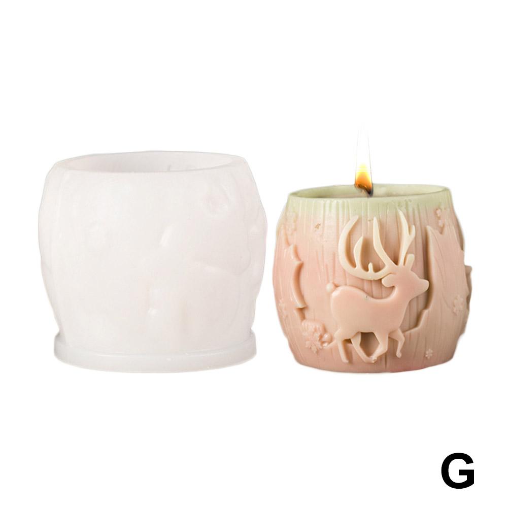 Christmas Tree Carving Pattern Cylindrical Candle Silicone Mold Reindeer Snowflake Cylindrical Elk Candle Mold Christmas Gifts