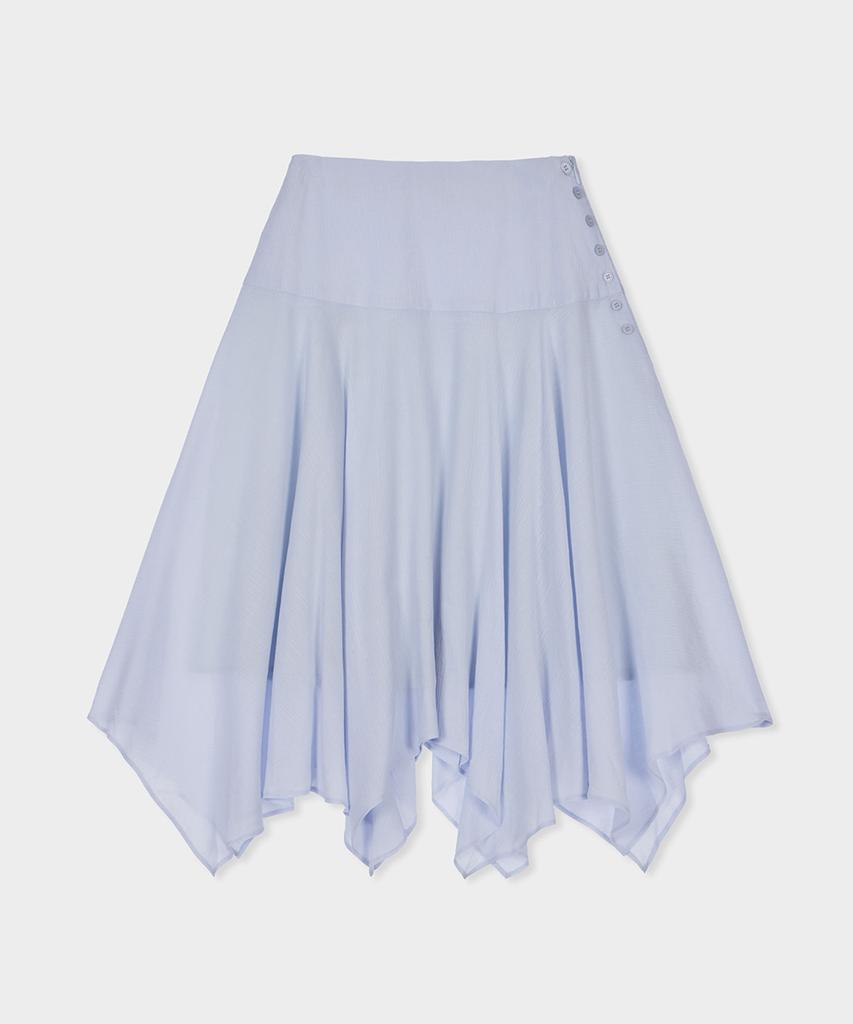 Belloel Unbalance Button Skirt Skyblue