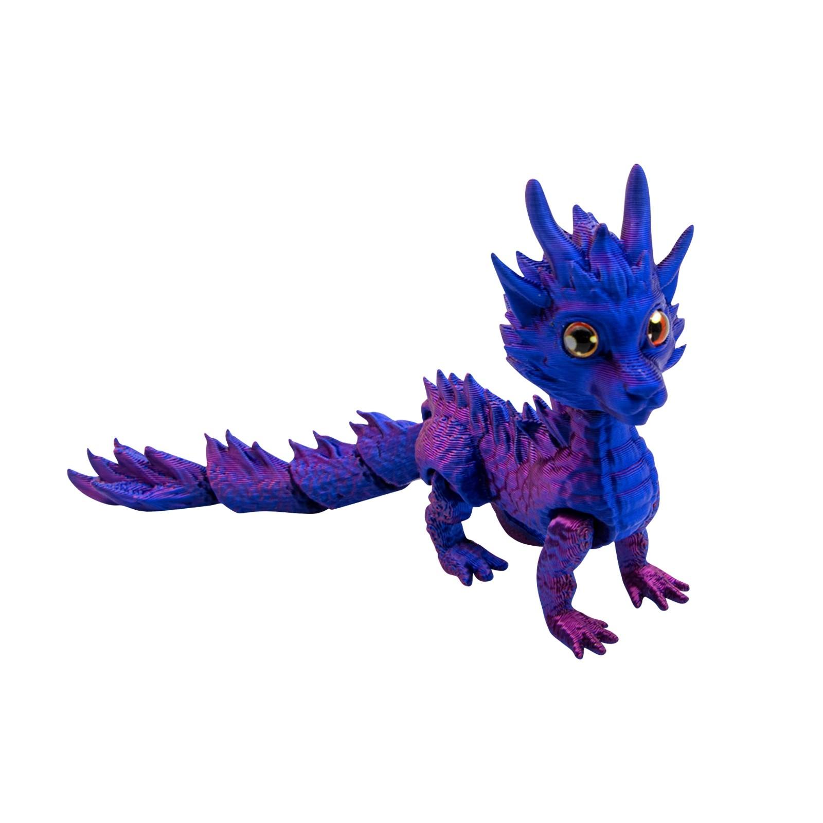 

3D-печатный игрушечный дракон с длинной шерстью, разноцветный градиентный орнамент One Size