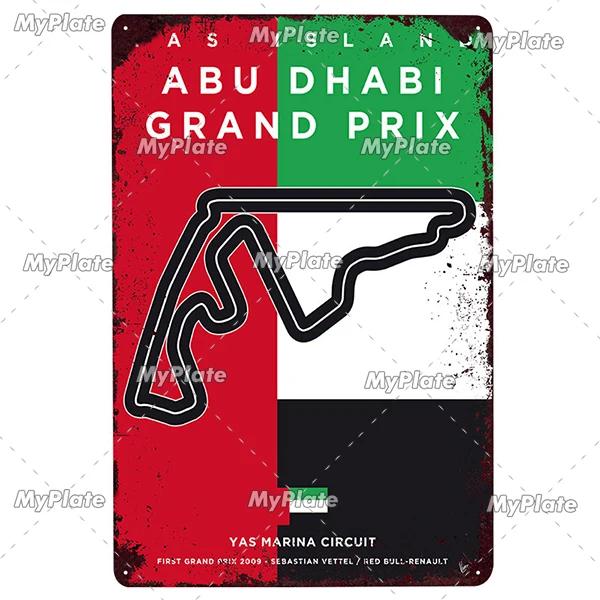 Racing Track Metal Sign Vintage Plaque Sercive Tin Sign Wall Decor For Garage Race Car Plate Crafts Poster F1 Game Custom