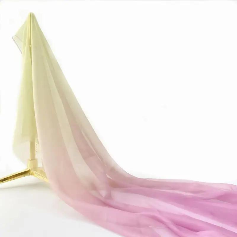 30D Szyfon Tencel Kolor Gradientowy Cienka Tkanina Ubrania Sceniczne Sukienki Koszule DIY Dekoracja Domu 100x150cm
