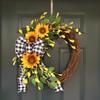 2025 New Spring and Summer Sunflower Half Wreath Bee Day Wreath Home Decoration Pendant