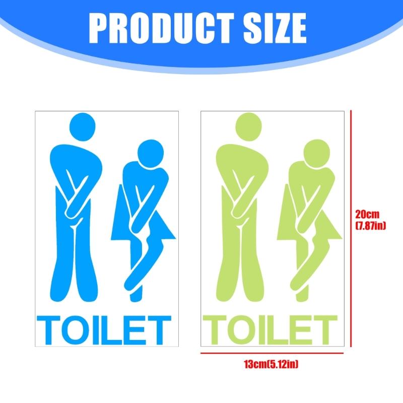 Luminously PVC Sticker For Washroom Guidance And Decorative Night Glowing Bathroom Signs Adhesive Toilet Decal Set