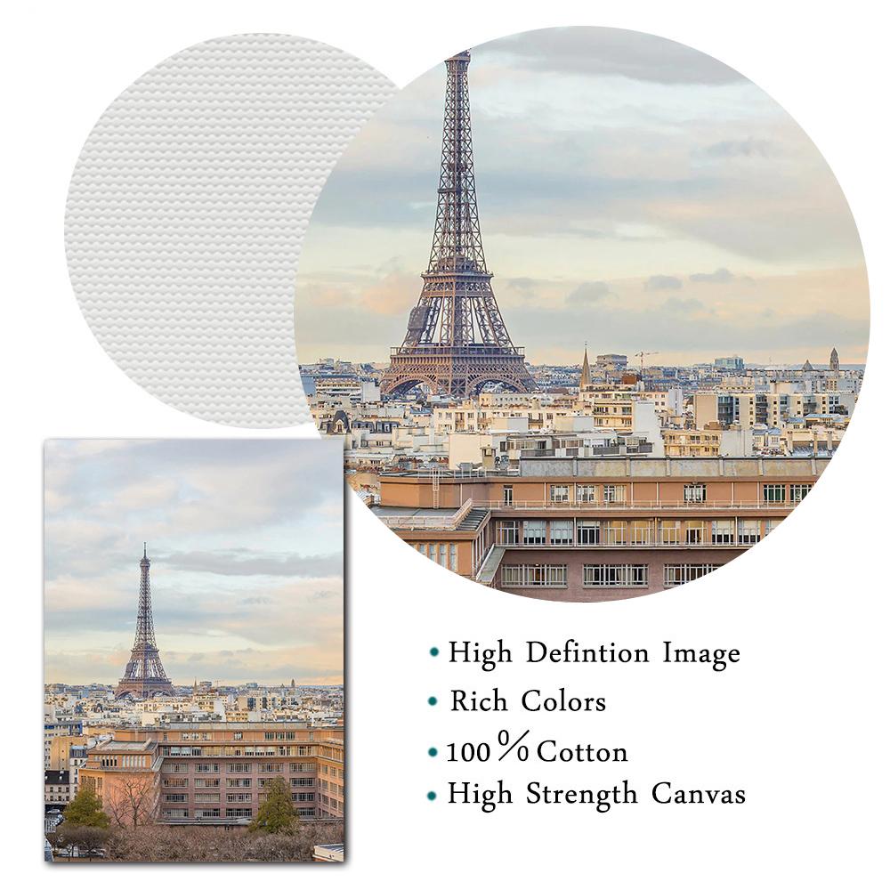 Paris Panorama Landscape Canvas Painting Eiffel Tower Posters and Prints Modern Wall Art Picture for Living Room Home Decor