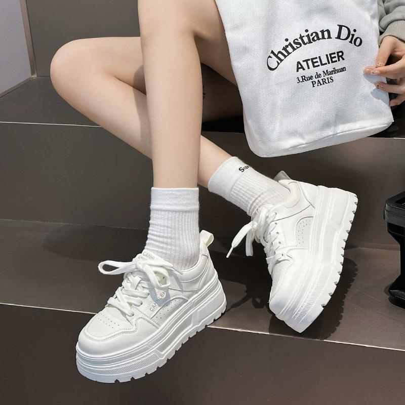 Thick-soled heightened breathable little white shoes women's new versatile lace-up air force casual sports shoes single shoe trend