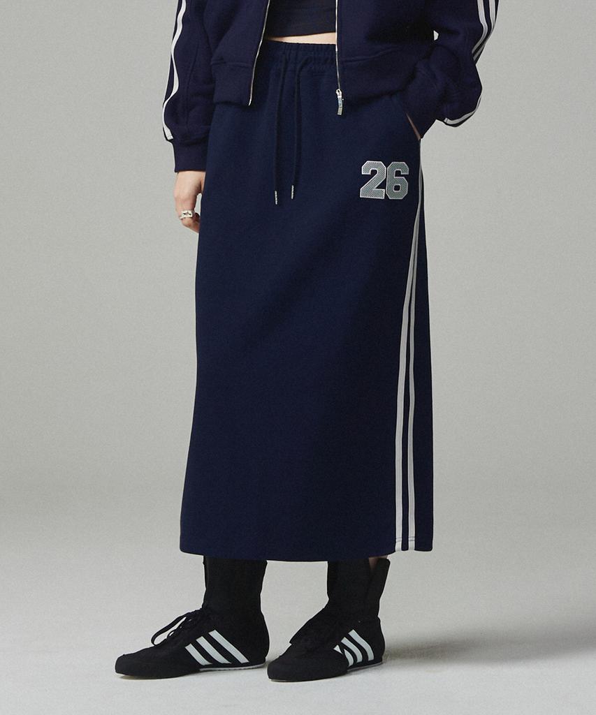 Kitty Pottery 26 Sporty Embroidered Training Long Skirt Navy