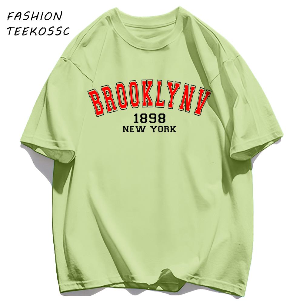 Brooklyn 1898 New York Men Basics TShirt Casual AllMatch Short Sleeve Cotton Oversized Sportswear Summer Crewneck T Shirts