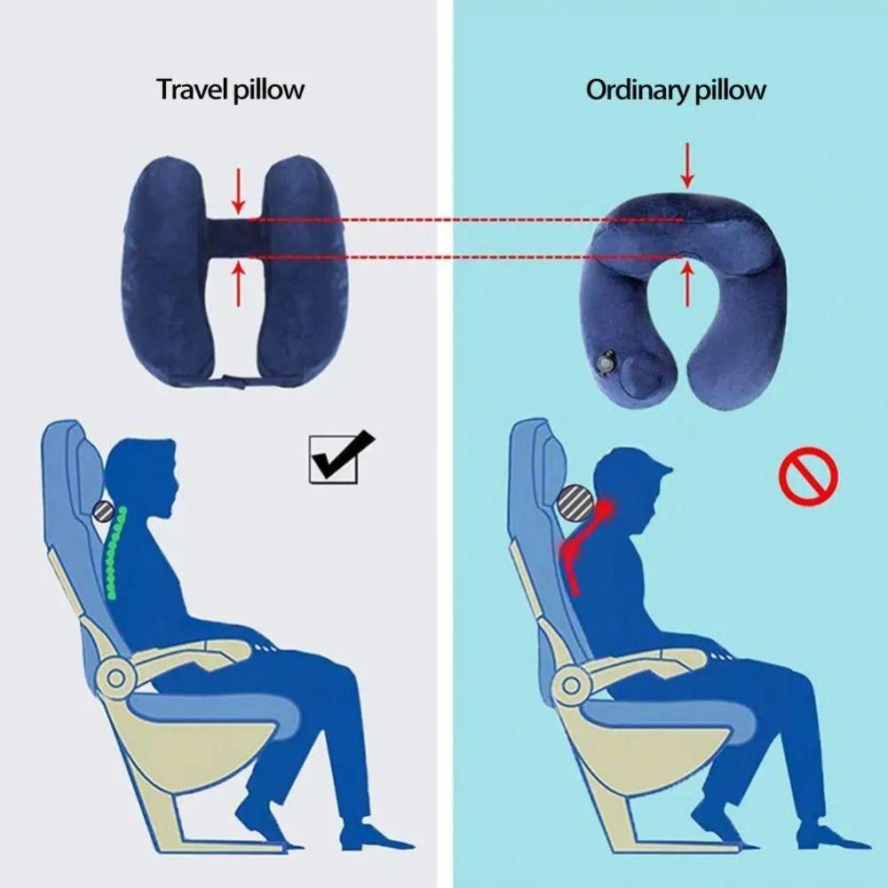 Comfortable Inflatable Travel Pillow Support Head Neck Cushion Portable Neck Pillow  Car