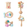 Colorful Wooden Baby Rattle Set: 5-Piece Musical Crib Mobile for Early Education and Soothing